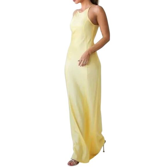 Rumored Yellow‎ Backless Maxi Dress Evening Gown XL Mirielle Banana Prom Formal - Picture 1 of 5